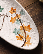 Fukutora Ware Hand-Painted Maple Leaf Sushi Plate