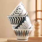 Yashin Underglaze Vintage Cone-Shaped Bowl Set