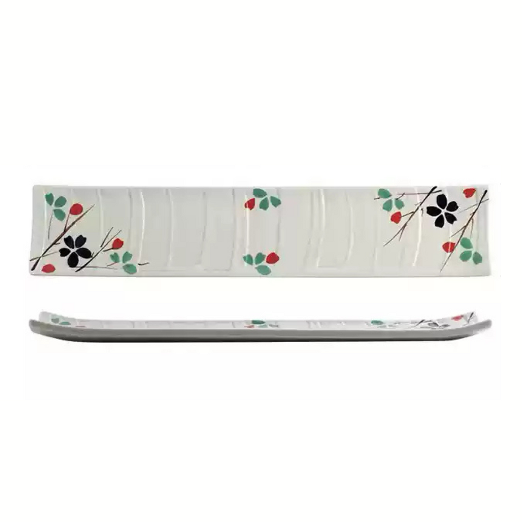 Fukutora Ware Hand-Painted Checkered Long Sushi Plate