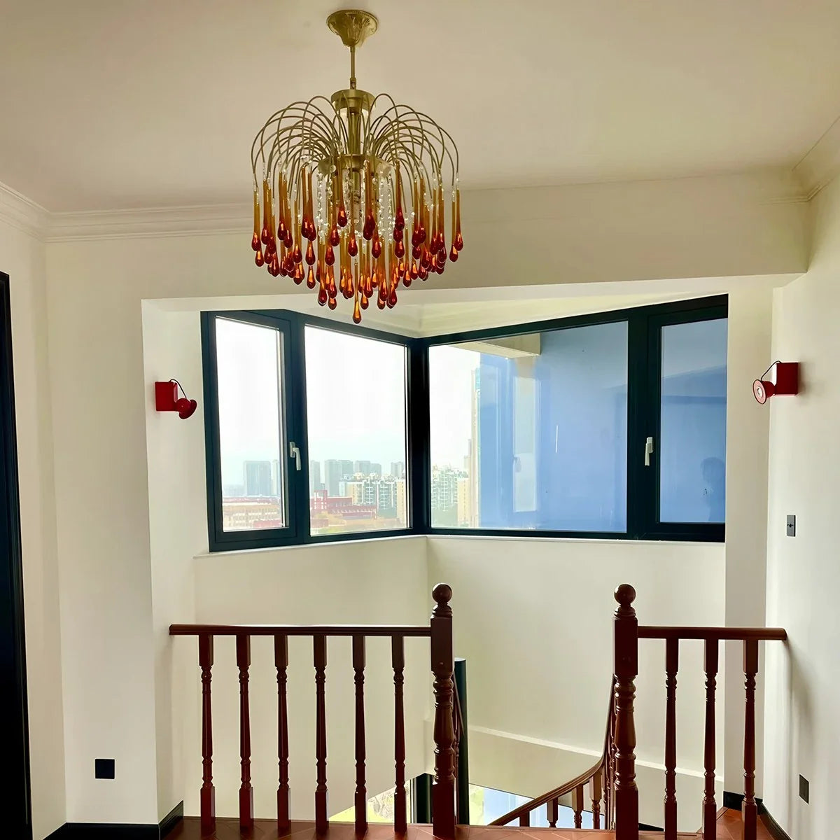 French Retro Water Drop Glass Chandelier