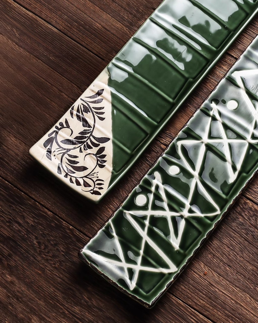 Fukutora Ware Hand-Painted Checkered Long Sushi Plate
