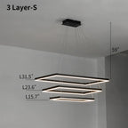 Modern Black Tiered Rectangular Chandelier