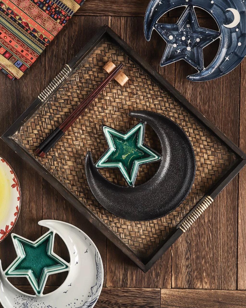 Fukutora Ware Star & Moon Plate