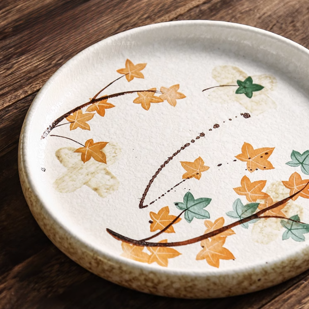 Fukutora Ware Hand-Painted Maple Leaf Plate
