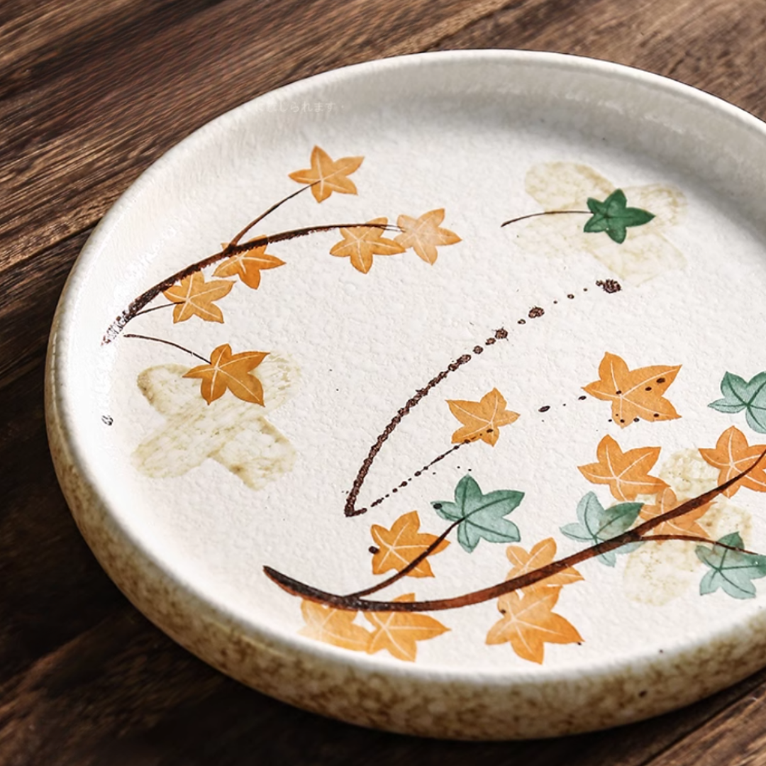 Fukutora Ware Hand-Painted Maple Leaf Plate