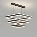 Tiered Black Square Pendant Lamp for Living Room