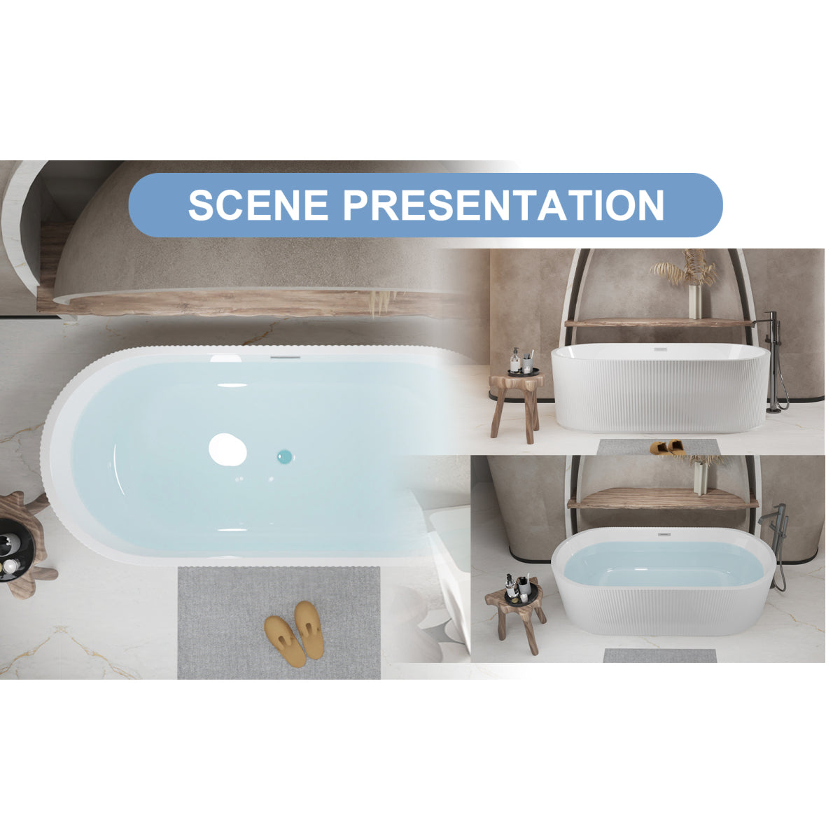 59" Glossy Acrylic Freestanding Tub