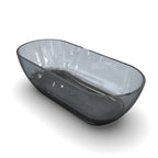 69 Inch Oval Freestanding Soaking Tub | Translucent Grey Blue Resin Stone| Deep Bath