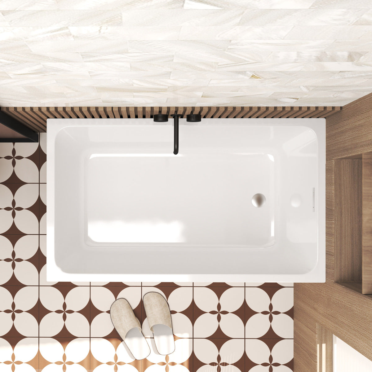 47" Acrylic Freestanding Bathtub ,Spacious rectangle Shape, Gloss White Finish, Chrome Overflow & Pop-Up Drain CUPC Certificate