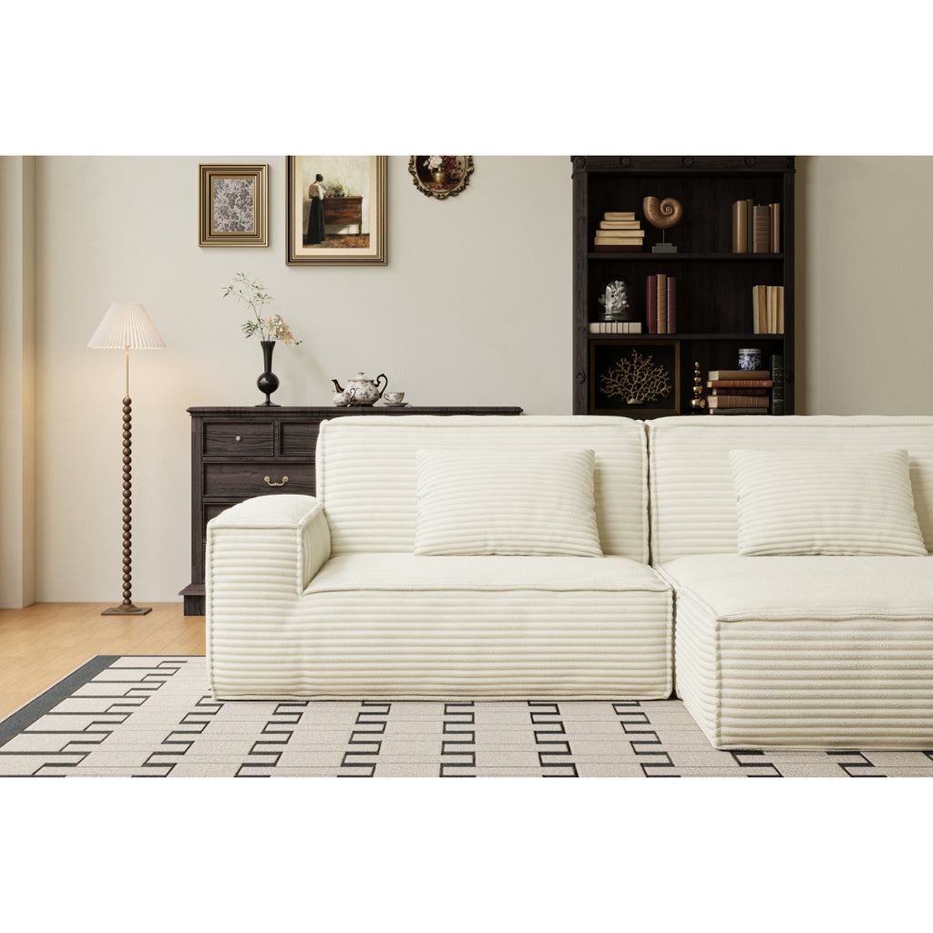 106.3 inch Modern Style Striped Compression sofa for Living Room & Bedroom