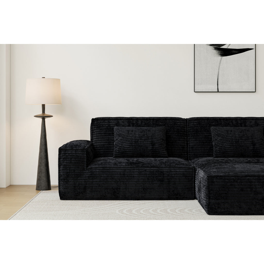 106.3 inch Striped Compression Chaise Longue Sofa