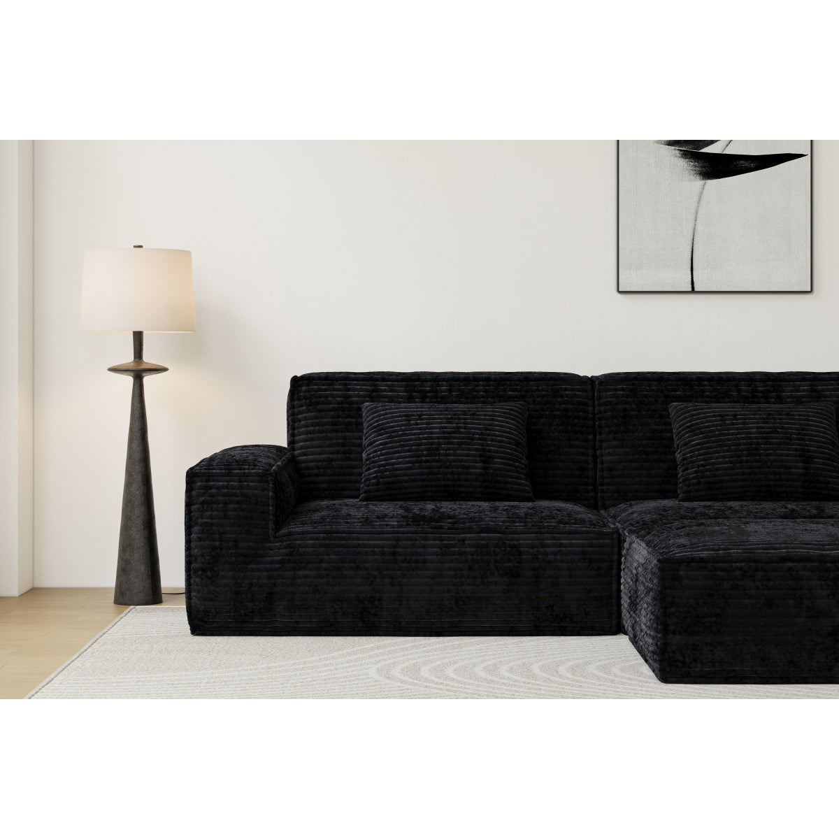 106.3 inch Striped Compression Chaise Longue Sofa