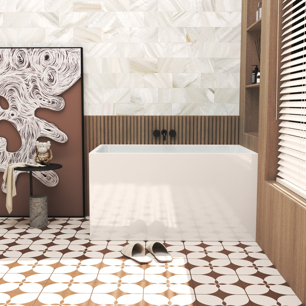 47" Acrylic Freestanding Bathtub ,Spacious rectangle Shape, Gloss White Finish, Chrome Overflow & Pop-Up Drain CUPC Certificate