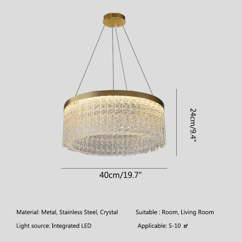 Round Halo Crystal Chandelier for Living Room