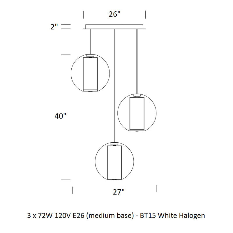 White / 3 Lights Bel Occhio Chandelier OPEN BOX