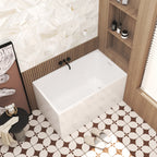 47" Acrylic Freestanding Bathtub ,Spacious rectangle Shape, Gloss White Finish, Chrome Overflow & Pop-Up Drain CUPC Certificate