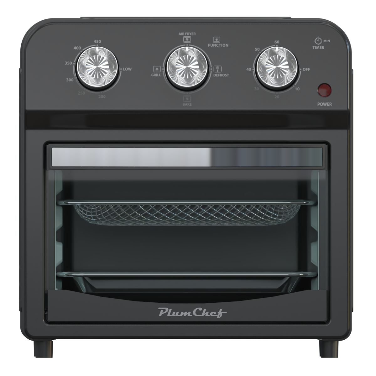 12.5 Quart 1500W Air Fryer Convection Toaster Oven 7-in-1 Stainless Steel Black