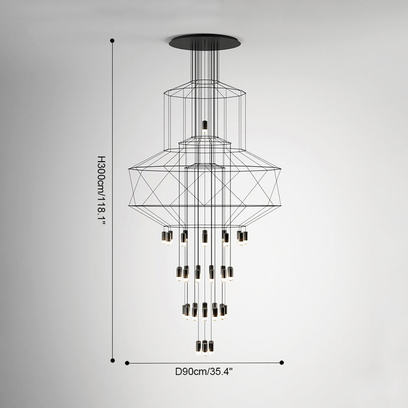 Wire Tiered Sculptural Chandelier