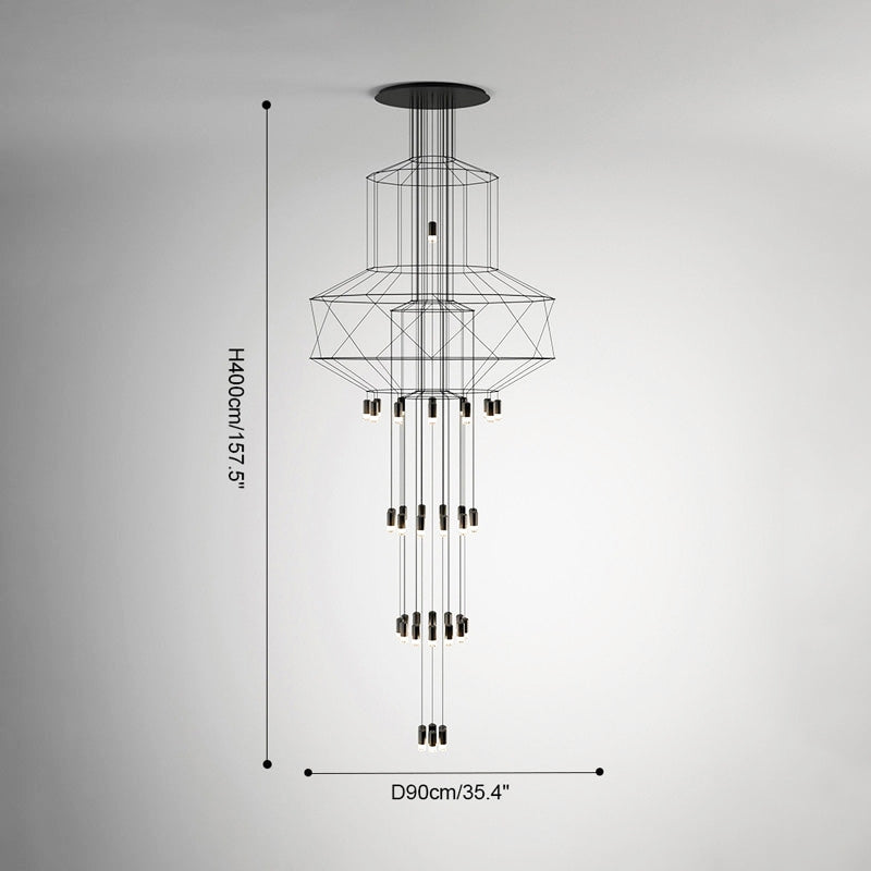 Wire Tiered Sculptural Chandelier