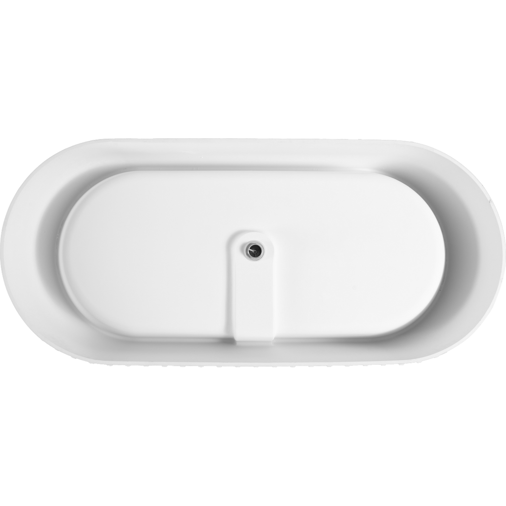 67" Freestanding Solid Surface Bathtub, Luxury Engineered Stone Resin Freestanding Soaking Bathtub with Overflow and Pop-up Drain cUPC Certified,