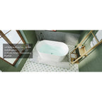 51" Acrylic Freestanding Bathtub-Acrylic Soaking Tubs, White Bathtub, Oval Shape White Freestanding Bathtub With Chrome  Pop Up Drain CUPC Certificate