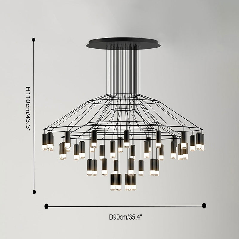 Wire Tiered Sculptural Chandelier