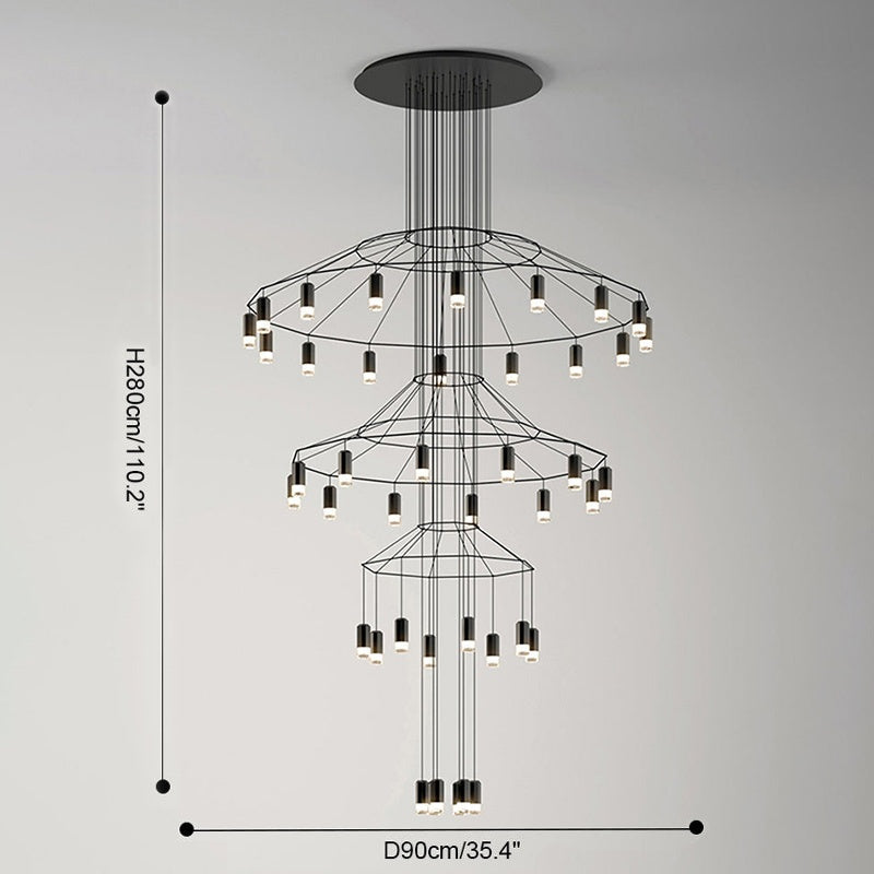 Wire Tiered Sculptural Chandelier