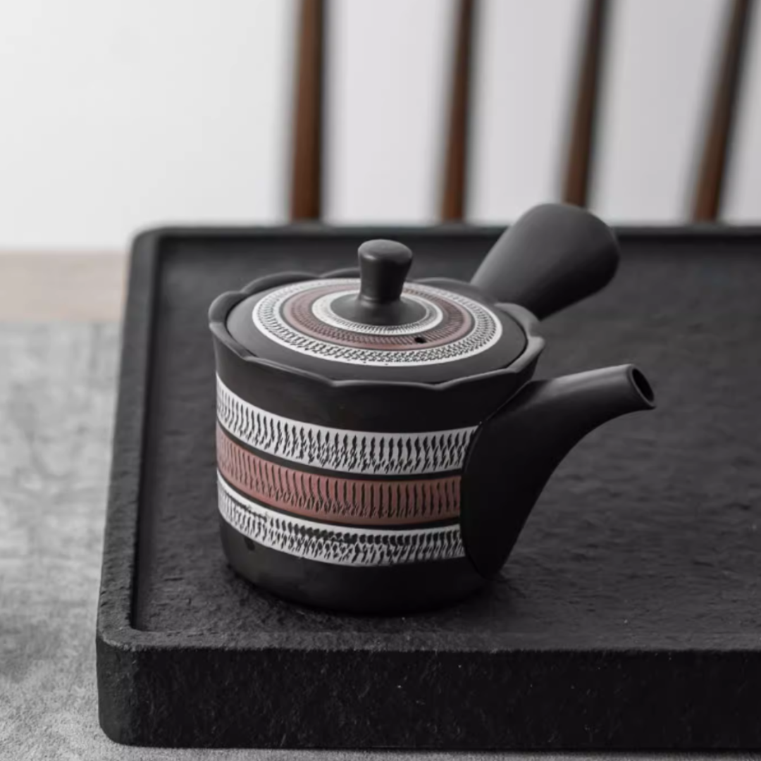 Tokoname Ware Hand-Carved Misty Rain Teapot
