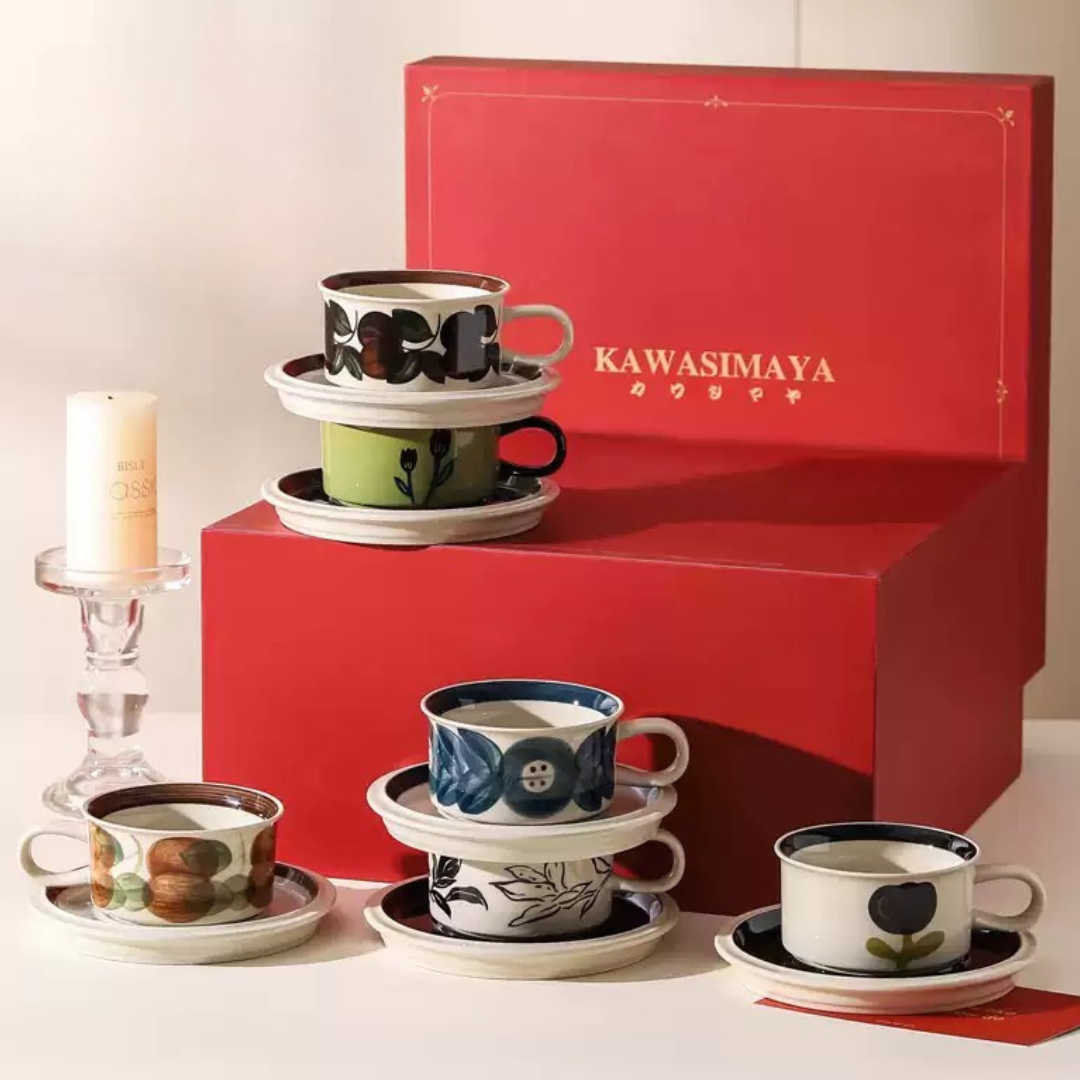 Kawasimaya Vintage Floral Coffee Mug Wedding Gift Set