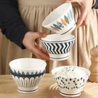 Yashin Underglaze Vintage Cone-Shaped Bowl Set