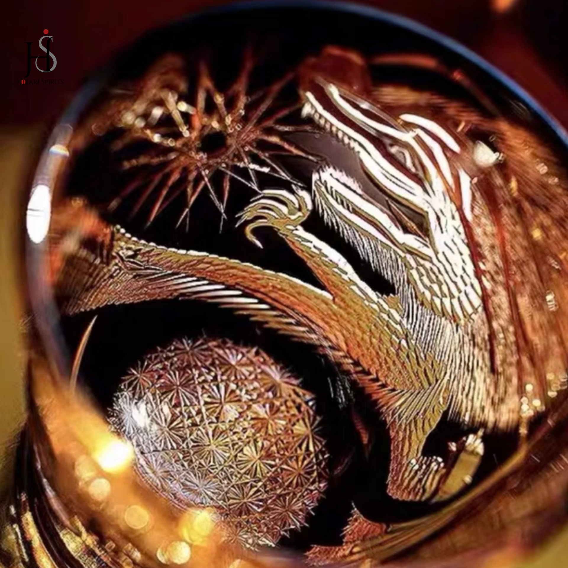 Edo Kiriko Hand-Carved Dragon's Breath Whiskey Glass