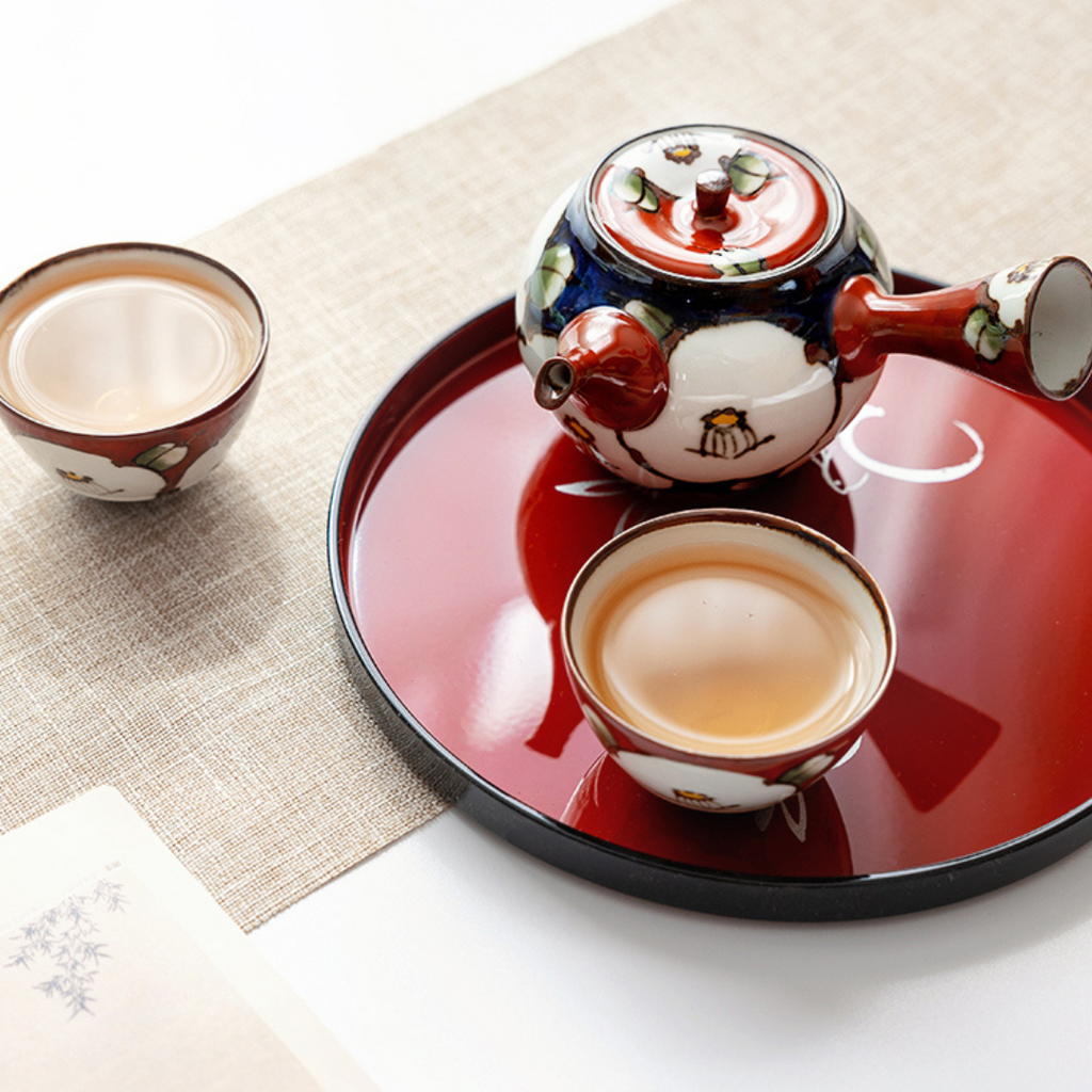 Arita-yaki Hand-Painted Vintage Camellia Teapot Set