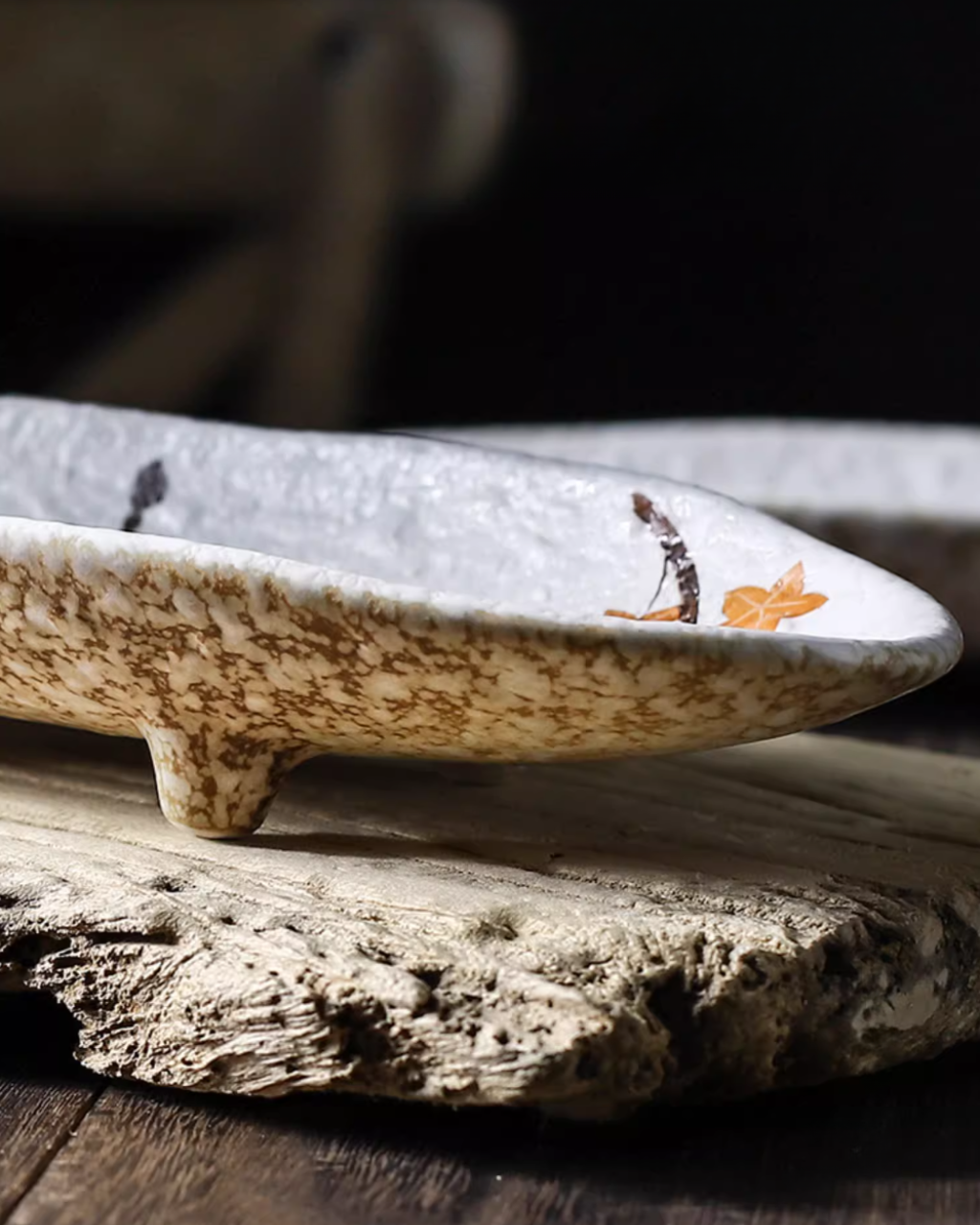 Fukutora Ware Hand-Painted Maple Leaf Sushi Plate