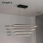 Modern Black Tiered Rectangular Chandelier