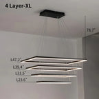 Modern Black Tiered Rectangular Chandelier