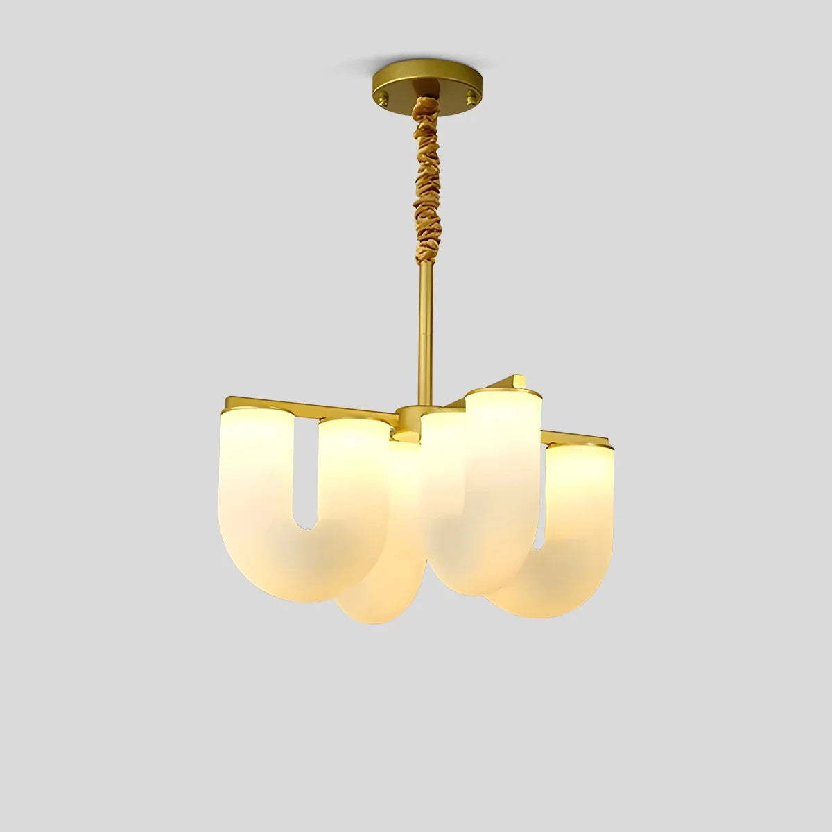U-Shaped Milk Glass Chandelier