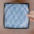 Mino Ware Rectangular Ripple Sushi Plate Gift Set