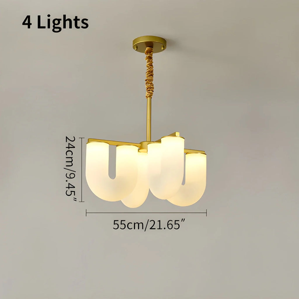 U-Shaped Milk Glass Chandelier