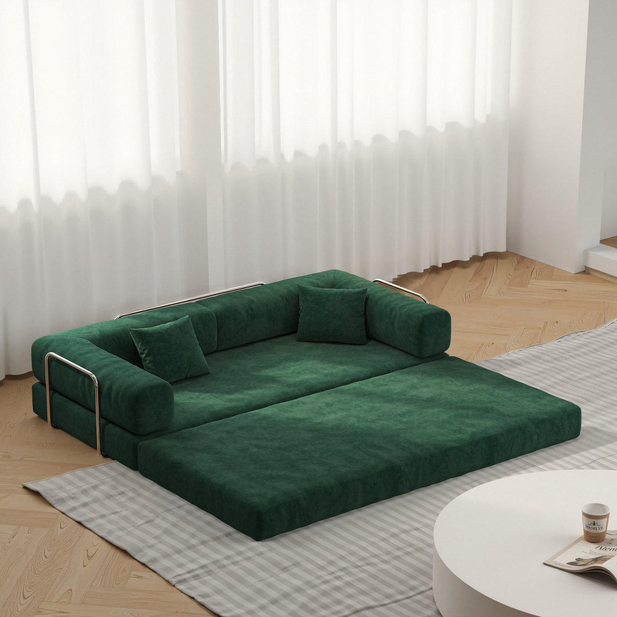 78.8" Modular Sectional Sofa, Convertible Pudding Block Sofa Bed for Living Room