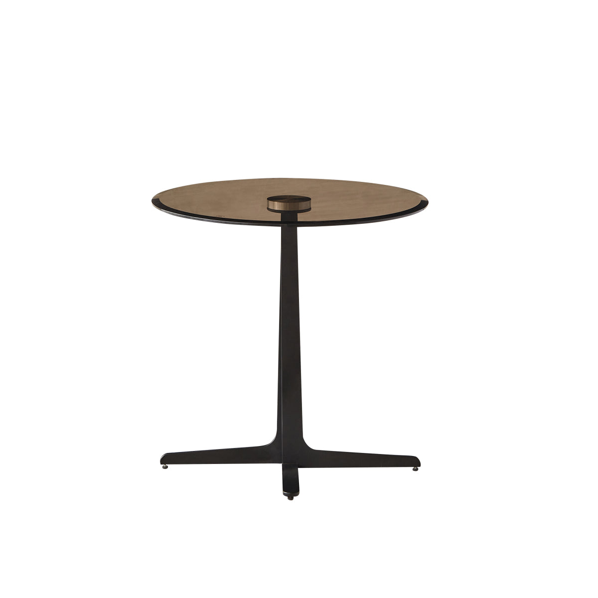 Round End Table with Glass Top 19.69 Inch Tall Accent Nightstand in Matte Black
