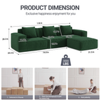 118" Modular Sofa, Convertible to Oversized Sofa Bed Cloud Velvet Fabric