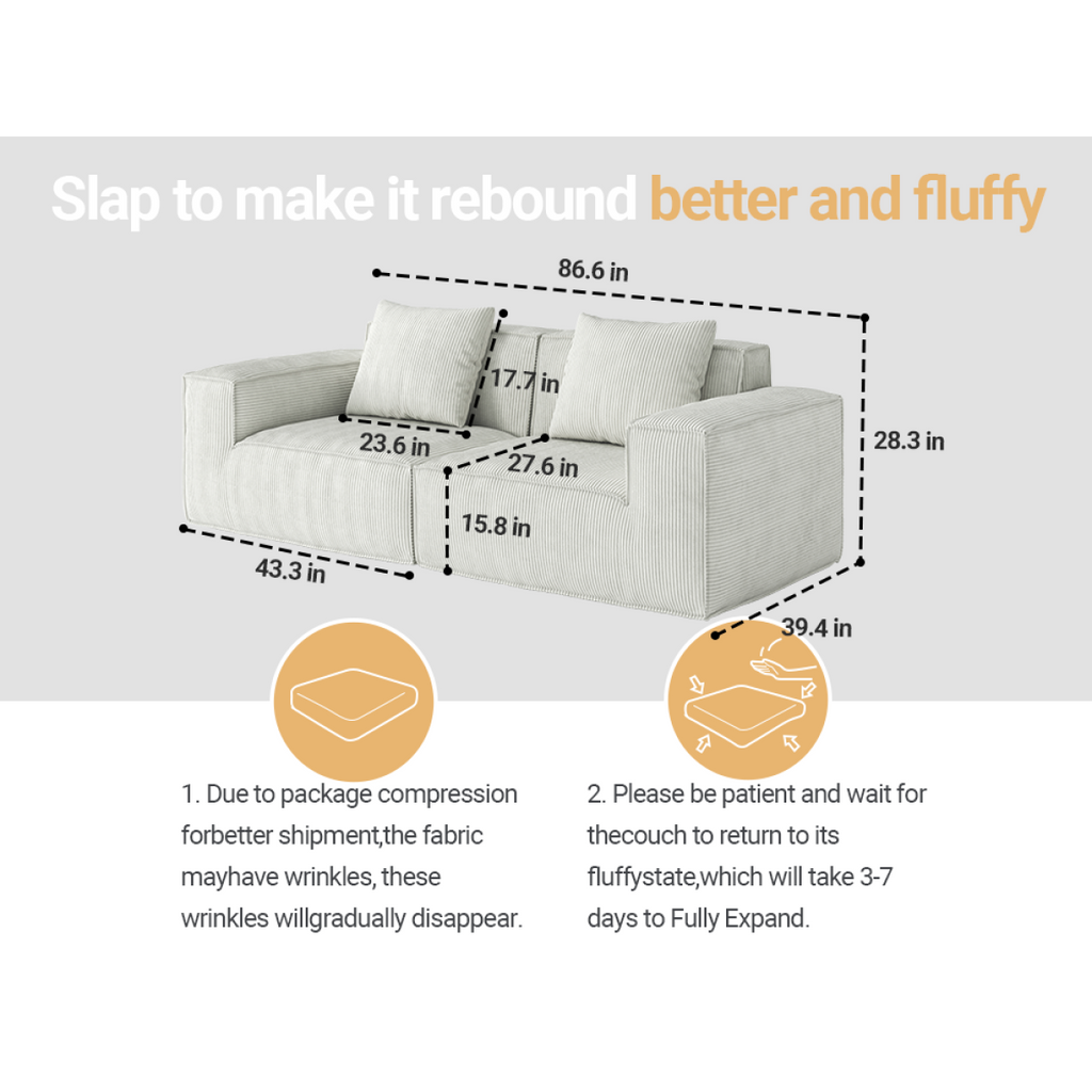 modular sofa can be converted into an oversized sofa bed Free conversion sofa set flexible configuration, soft corduroy cloud velvet fabric two person