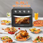 Plum Chef 27.5QT 6-in-1 Air Fryer Oven 1600W Black for Crispy Family Cooking