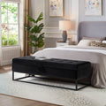 58.6" Bed Bench Metal Base in Black Velvet