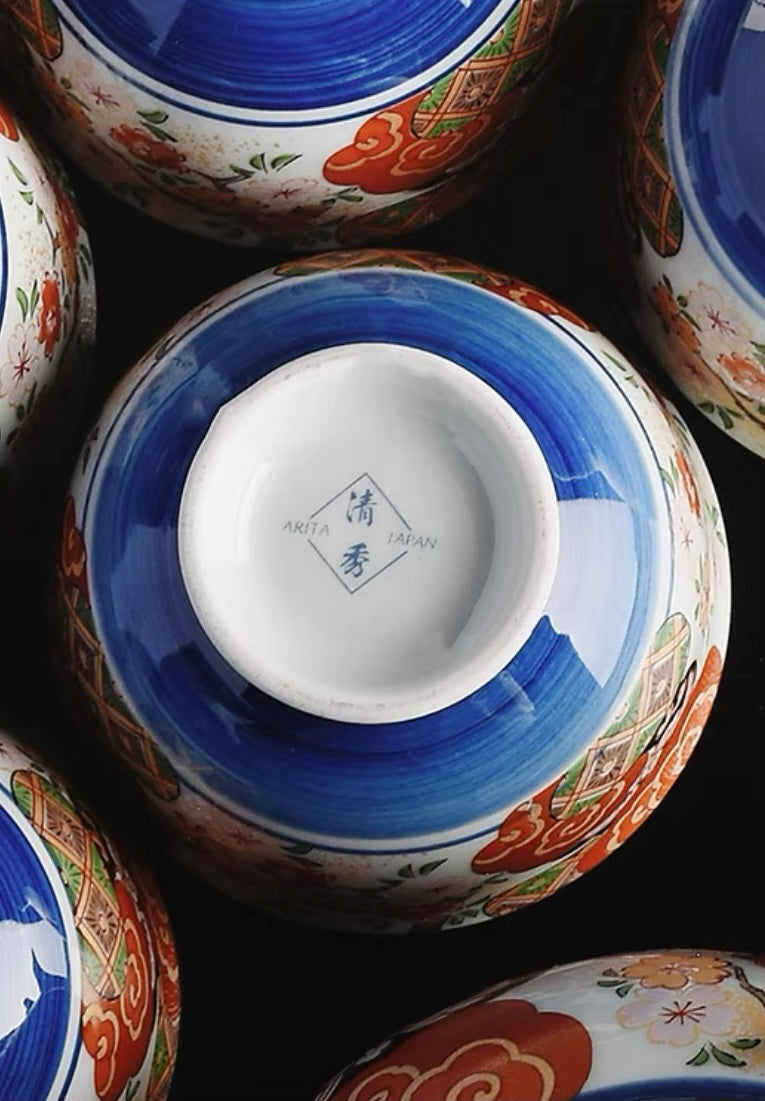 Arita-Yaki Imari Series Handcrafted Japanese Ceramic Tea Cup Gift Set
