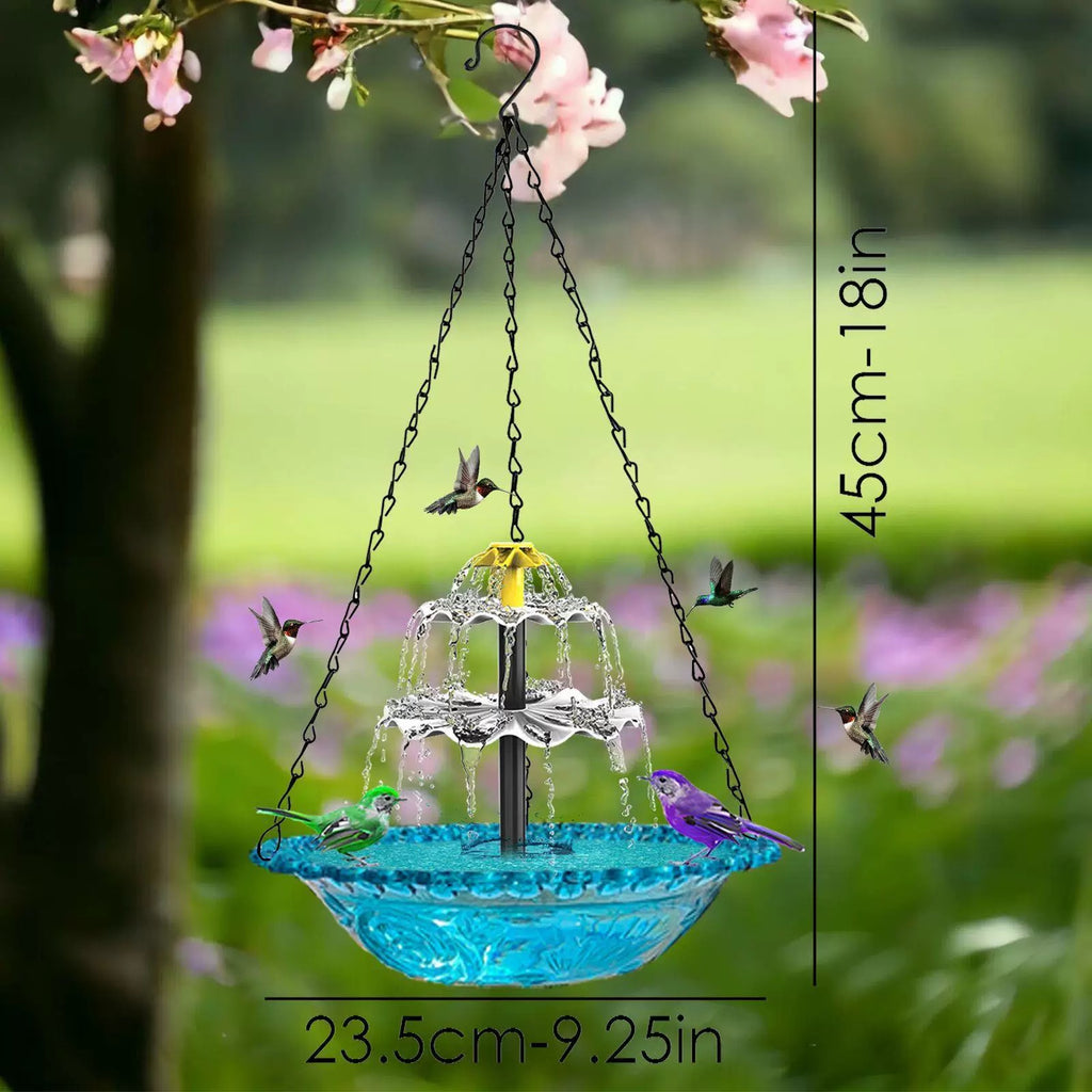 Solar Hummingbird Fountain Bird Bath with 3-Tier Cascade