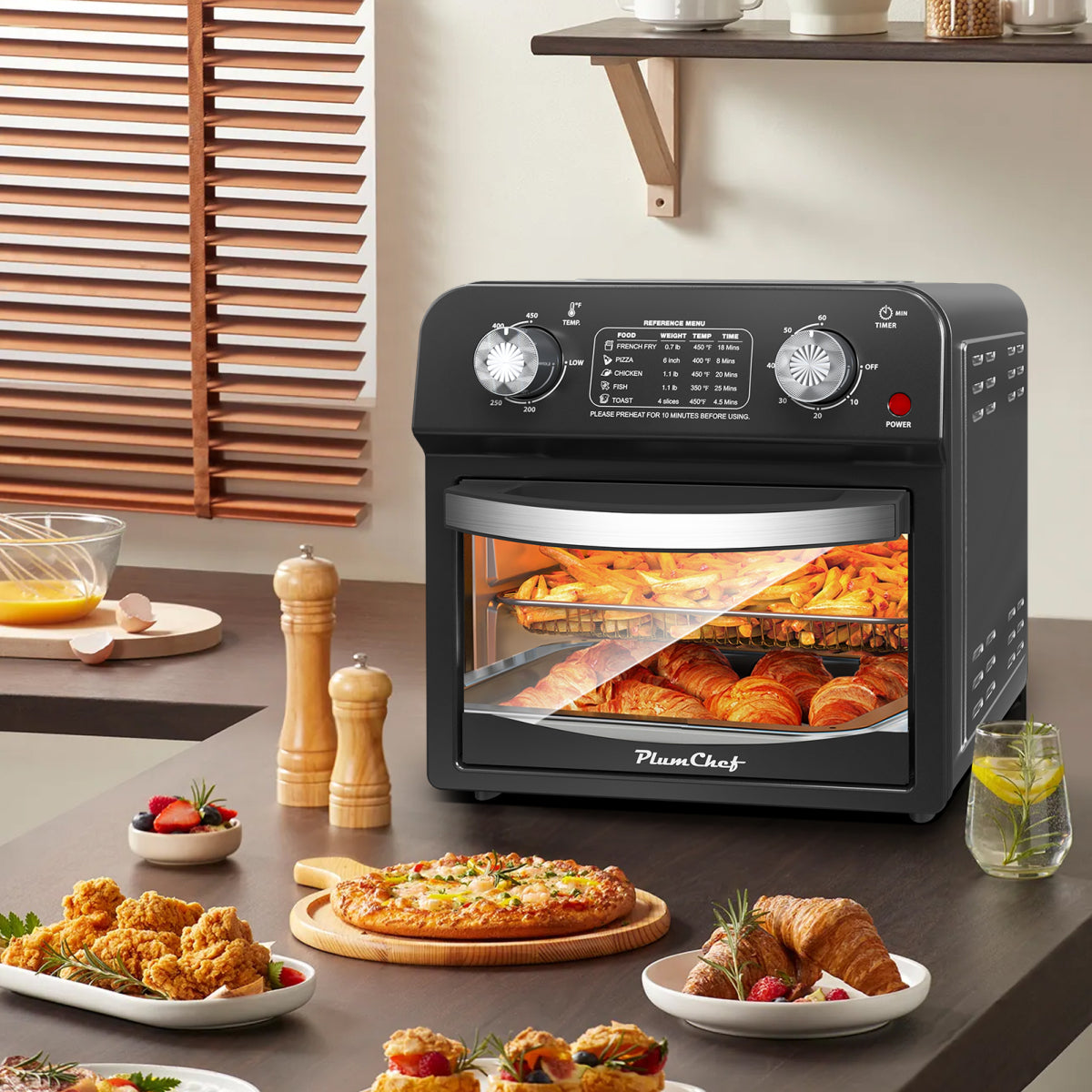 12.5 Quart 7-in-1 1500W Convection Toaster Oven Stainless Steel Black