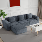 118-inch modular sofa can be converted into an oversized sofa bed Free conversion sofa set flexible configuration, soft corduroy cloud velvet fabric