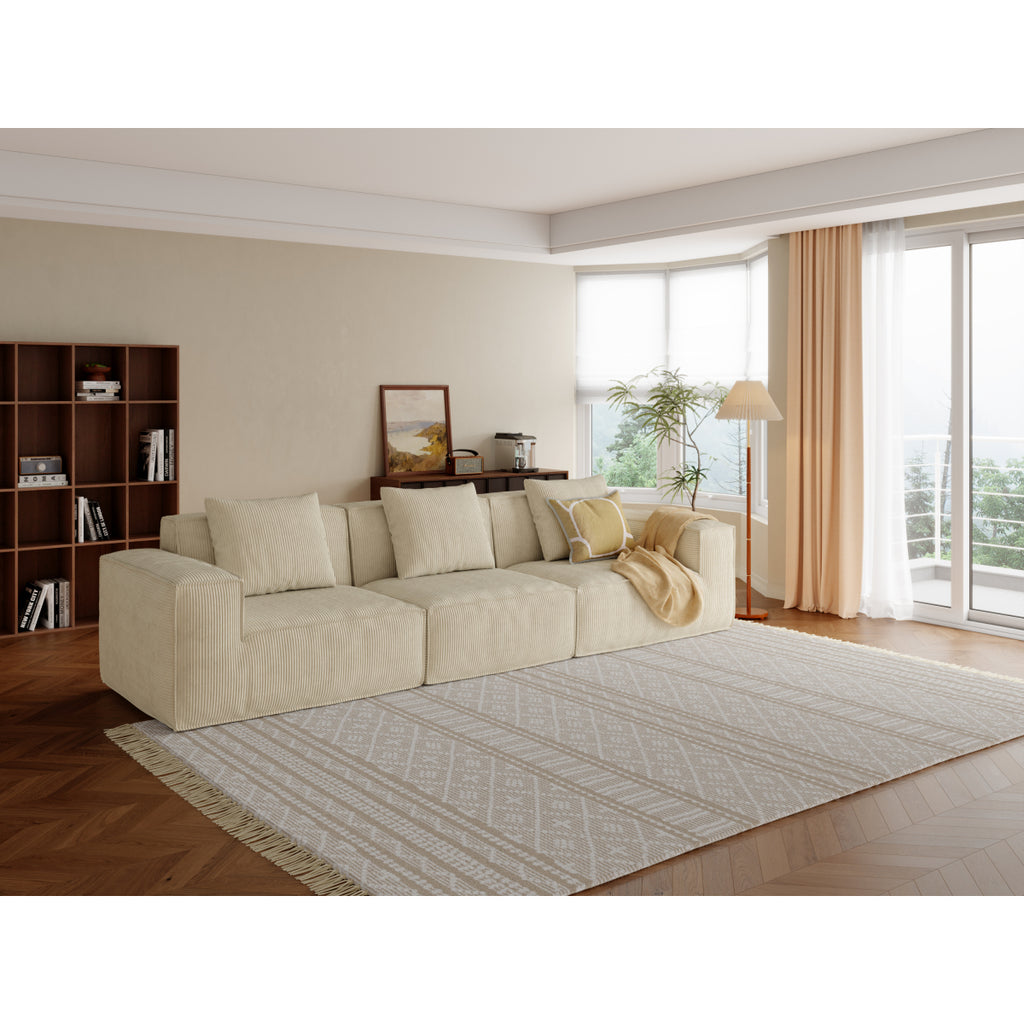 118-inch modular sofa can be converted into an oversized sofa bed  Free conversion sofa set flexible configuration, soft corduroy cloud velvet fabric