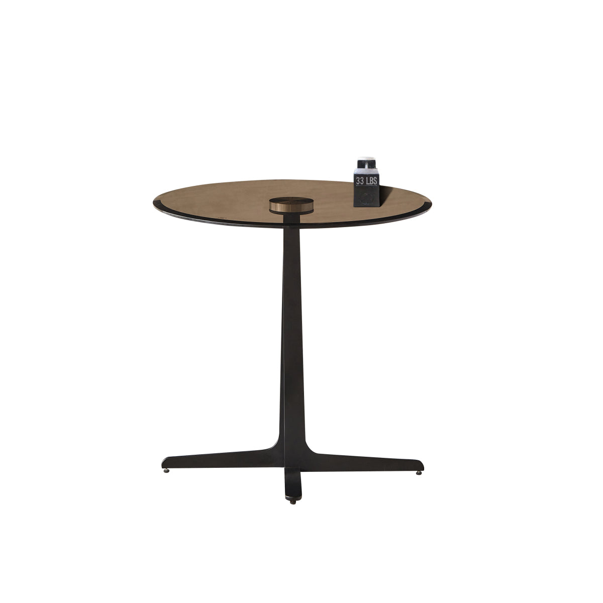 Round End Table with Glass Top 19.69 Inch Tall Accent Nightstand in Matte Black